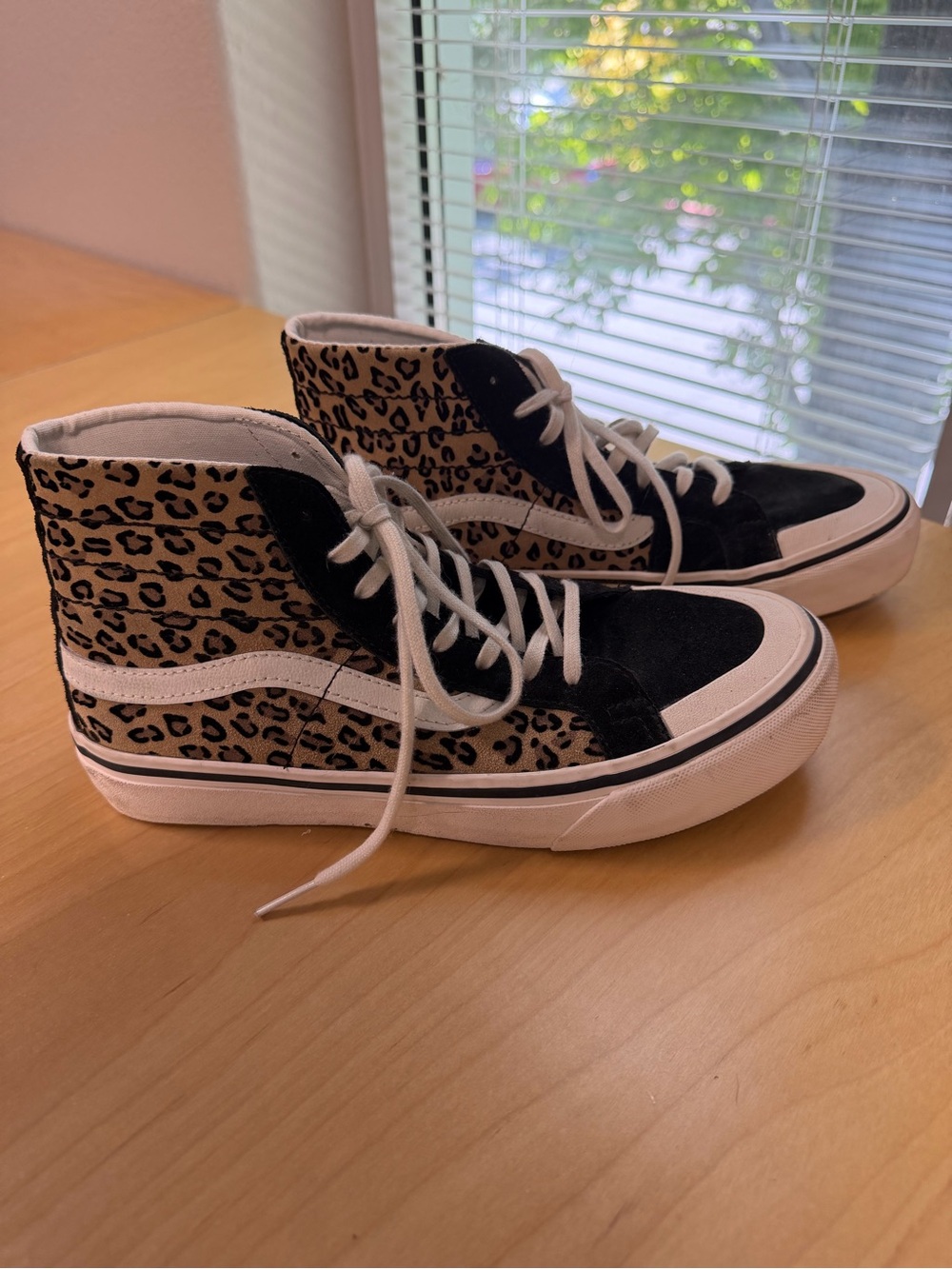 Vans Leopard Print High-Top Sneakers in Black & Brown Men’s 6.5 Women’s 8